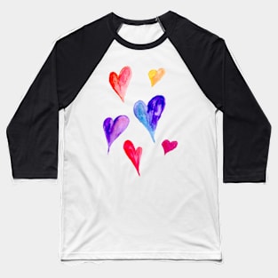 Cute Watercolor Hearts Wash Valentine Romance Baseball T-Shirt